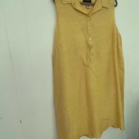 Tahari 100% Linen Yellow Sleeveless Dress Size 2X - Picture 2 of 11